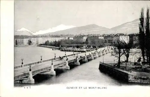 Ak Genf Schweiz, Blick auf die Stadt mit Mont Blanc