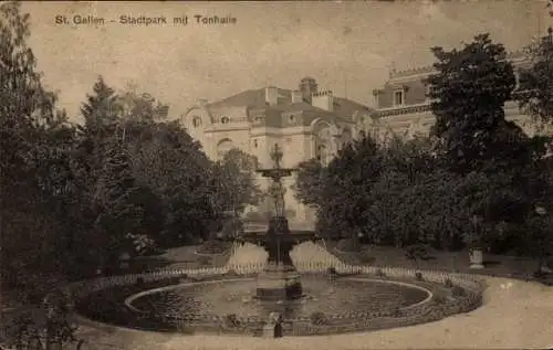 Ak Sankt Gallen Stadt Schweiz, Stadtpark mit Tonhalle