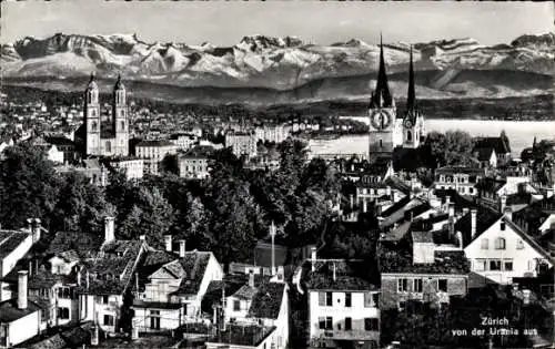 Ak Zürich Stadt Schweiz, Panorama von der Urania aus