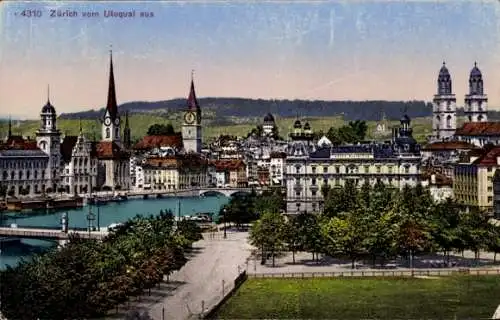 Ak Zürich Stadt Schweiz, vom Utoquai aus