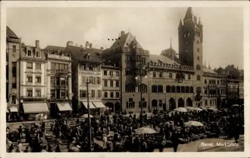 Ak Basel Stadt Schweiz, Marktplatz