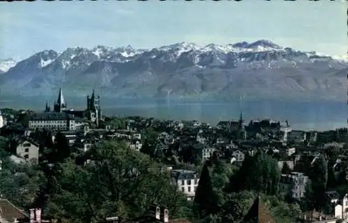 Ak Lausanne Kanton Waadt, Panorama, Savoier Alpen
