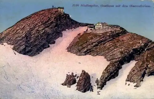Ak Halbkanton Appenzell Außerrhoden, Säntisspitze, Gasthaus mit dem Observatorium