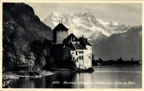 Ak Montreux Kanton Waadt Schweiz, Chateau de Chillon et les Dents du Midi