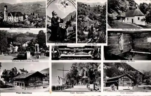 Ak Flüeli Ranft Sachseln Kt. Obwalden, Brunnen, Feierplatz, Kapelle