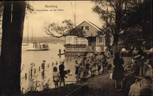 Ak Hamburg, Strandleben an der Alster