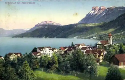 Ak Beckenried Kt. Nidwalden Schweiz, Teilansicht vom Ort mit Niederbauen