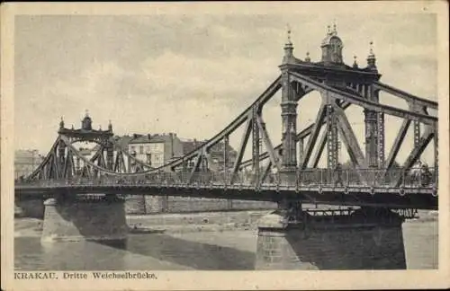 Ak Kraków Krakau Polen, Dritte Weichselbrücke