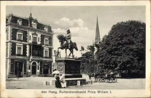 Ak Den Haag Südholland Niederlande, Reiterstatue von Prinz Willem I.