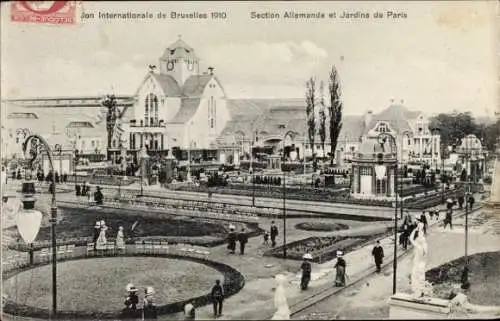 Ak Brüssel Belgien, Weltausstellung 1910, Pariser Gärten im Deutschen Bereich