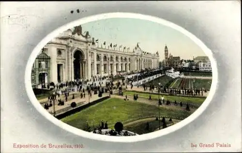 Passepartout Ak Brüssel Weltausstellung 1910, Le Grand Palais, Parkanlage