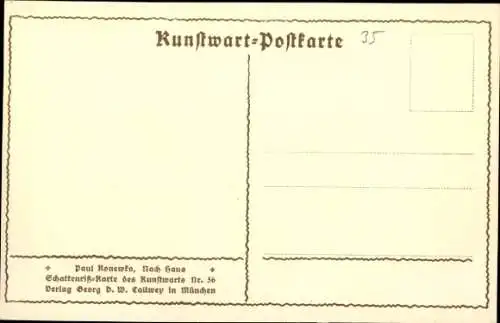 Scherenschnitt Künstler Ak Konewka, P., Nach Haus, Bauernmädchen, Sichel, Lamm