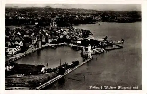 Ak Lindau am Bodensee Schwaben, Fliegeraufnahme