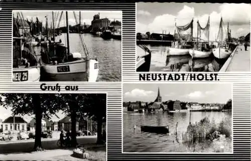 Ak Neustadt in Holstein, Markt, Hafen, Boote