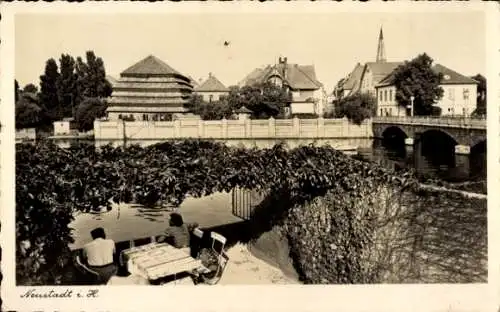 Ak Neustadt in Holstein, Teilansicht, Brücke, Terrasse