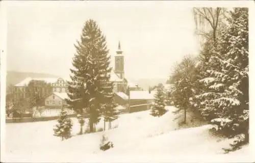 Foto Ak Schäftlarn Oberbayern, Teilansicht, Winter