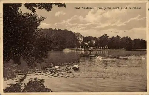 Ak Bad Nauheim in Hessen, Großer Teich, Teichhaus