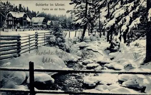 Ak Schierke Wernigerode im Harz, an der Bode, Winter