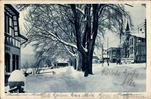 Ak Schierke Wernigerode im Harz, Hagerstraße versinkt im Schnee