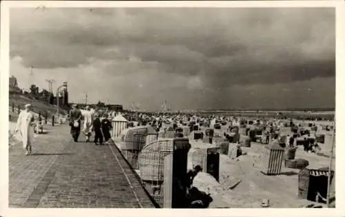 Ak Nordseebad Wangerooge in Ostfriesland, Strand, Strandkörbe, Promenade