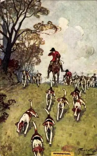 Künstler Ak Wright, Gilbert, Jagdszene, Jagdhunde