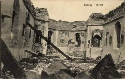 Ak Senzey Frankreich, Kirche, Ruine, Inneres