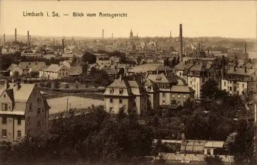 Ak Limbach in Sachsen, Blick vom Amtsgericht, Panorama