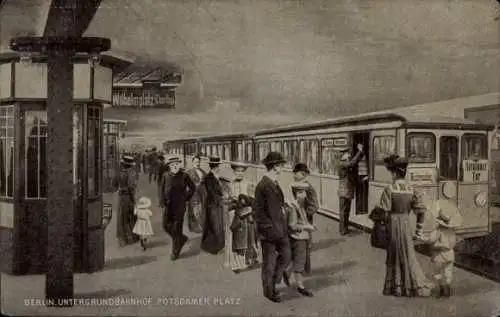Ak Berlin Tiergarten, Partie im U-Bahnhof Potsdamer Platz, U-Bahn Richtung Stralauer Tor