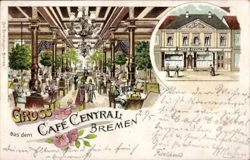 Litho Hansestadt Bremen, Cafe Central, Innenansicht