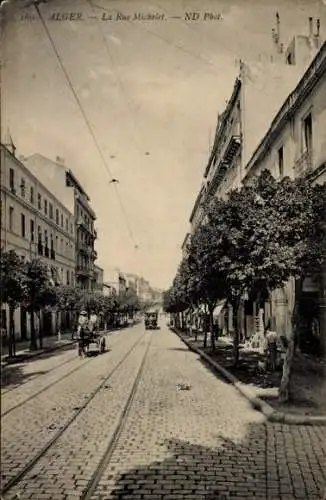 Ak Algier Algier Algerien, Rue Michelet, Straßenbahn