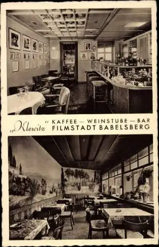 Ak Babelsberg Potsdam, Filmstadt, Café Weinstube Bar Klewitz, Lindenstraße 91, Schauspielerportraits