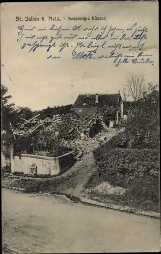 Ak Saint Julien Moselle, Gesprengte Häuser