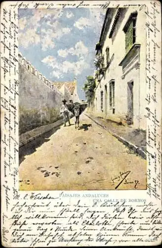 Künstler Ak Andalusien, Una Calle de Bornos