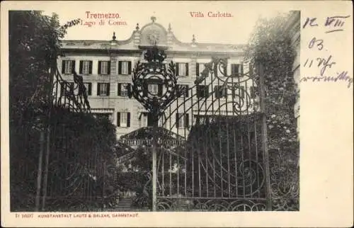 Ak Tremezzo Lago di Como Lombardia, Blick auf die Villa Carlotta