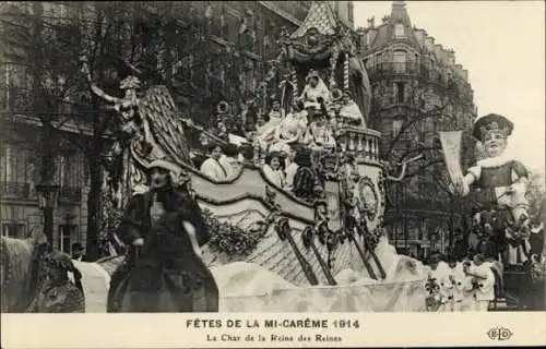 Ak Mid-Careme Holidays 1914, Der Streitwagen der Königin der Königinnen