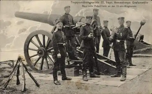 Ak Grafenwöhr in der Oberpfalz Bayern, Truppenübungsplatz III. bayr. Armeekorps, Ringkanone