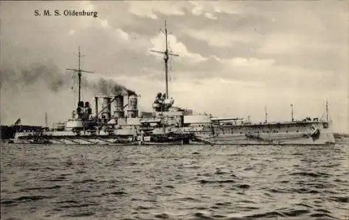 Ak Deutsches Kriegsschiff, SMS Oldenburg, Großlinienschiff, Kaiserliche Marine