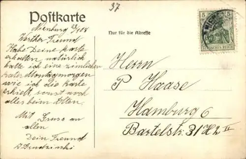 Ak Nienburg an der Weser, Aue, Fluss, Allee