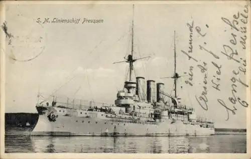 Ak Deutsches Kriegsschiff, S.M. Linienschiff Preußen, Kaiserliche Marine