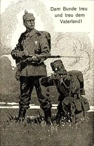 Ak Deutsche Soldaten in Uniformen, Dem Bunde treu und treu dem Vaterland