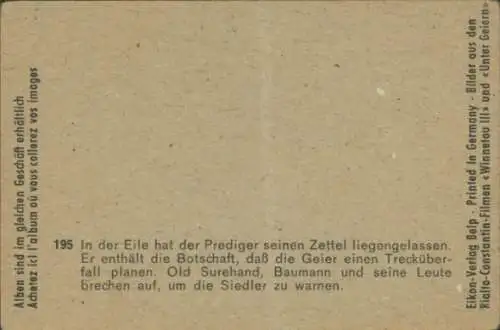 Sammelbild Karl May, Filmszene, Winnetou III, Unter Geiern, Nr. 195