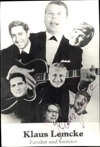 Ak Schauspieler Klaus Lemcke, Portrait, Autogramm, Parodist und Imitator, Gitarre