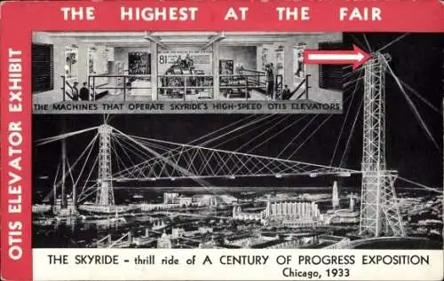 Ak Chicago Illinois USA, The Skyride, A Century of Progress Exposition 1933