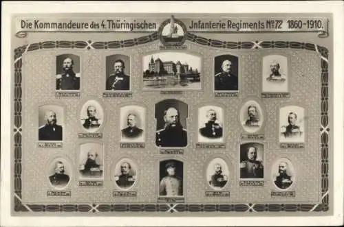 Ak Kommandeure des 4. Thüringischen Infanterie Regiments No. 72 1860-1910