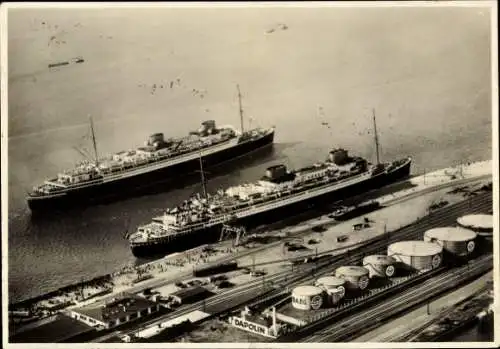 Ak Bremerhaven, Schnelldampfer Bremen und Europa, Norddeutscher Lloyd Bremen