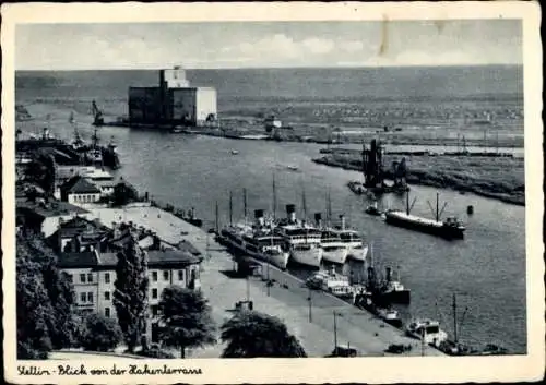 Ak Szczecin Stettin Pommern, Hakenterrasse, Hafen