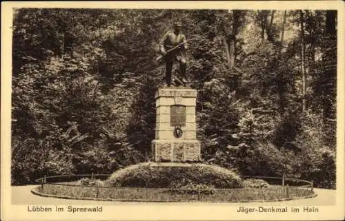 Ak Lübben im Spreewald, Jäger-Denkmal im Hain