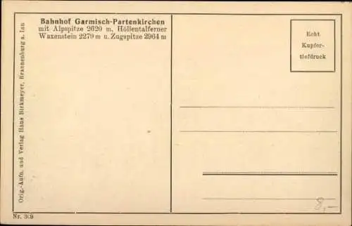 Ak Garmisch Partenkirchen in Oberbayern, Bahnhof