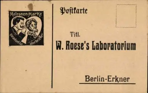 Ak Erkner im Kreis Oder Spree, Reklame, Matronen-Marke, W. Roese's Laboratorium
