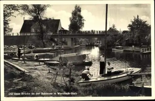 Ak Wendisch Rietz in der Mark, Neue Brücke an der Schleuse